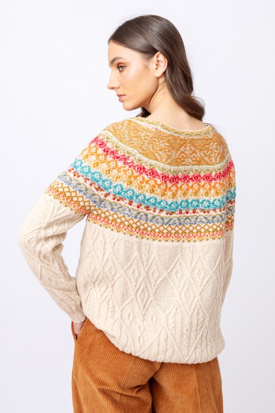 Jacquard Pullover, Structure Pattern - Pullovers - Ivko Woman