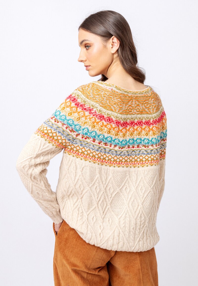 Jacquard Pullover, Structure Pattern - Off-White - Pullovers 