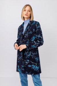 Boiled wool Coat with Intarsia