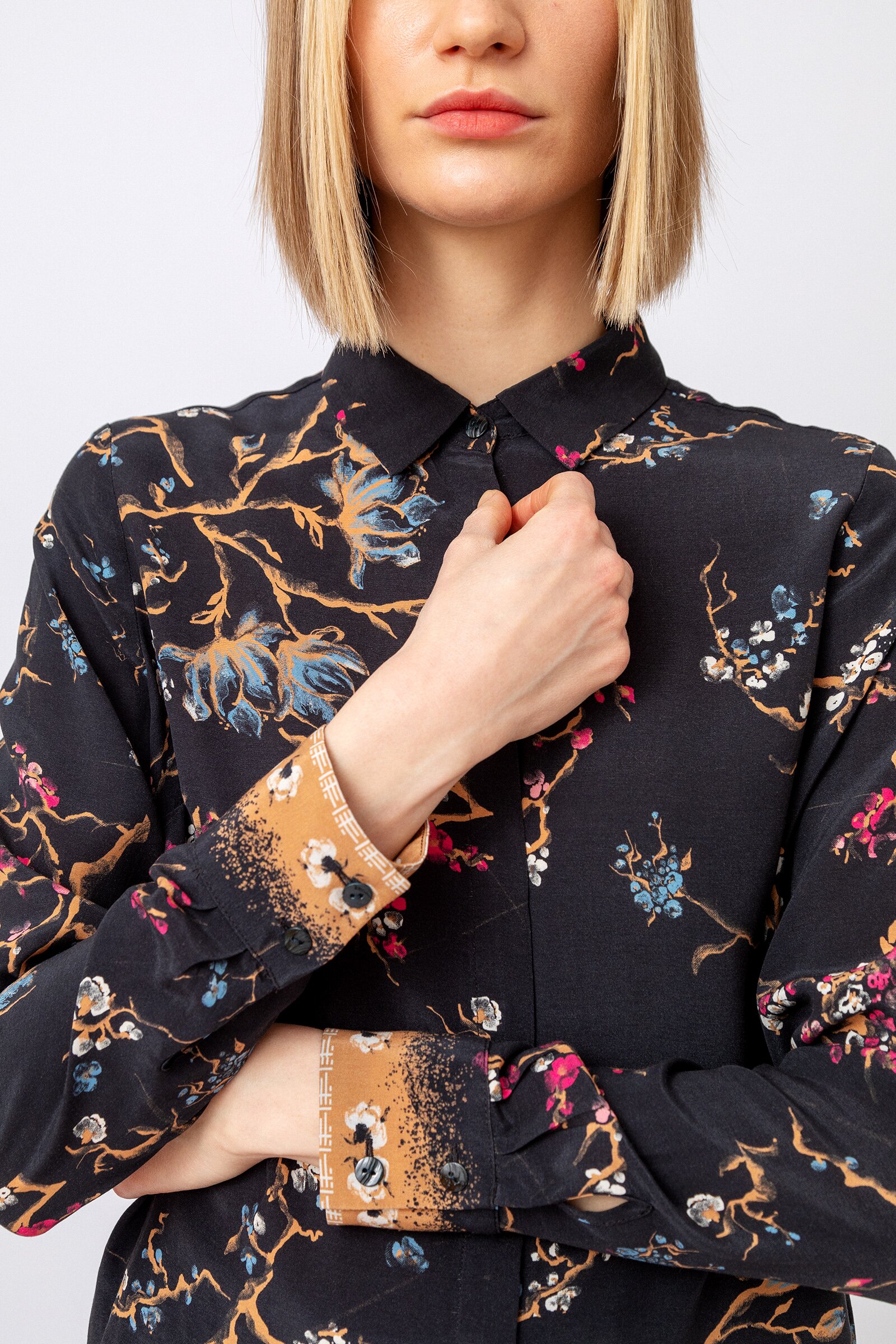 Shirt, Cherry Blossom Print - Blouses/Shirts - Ivko Woman