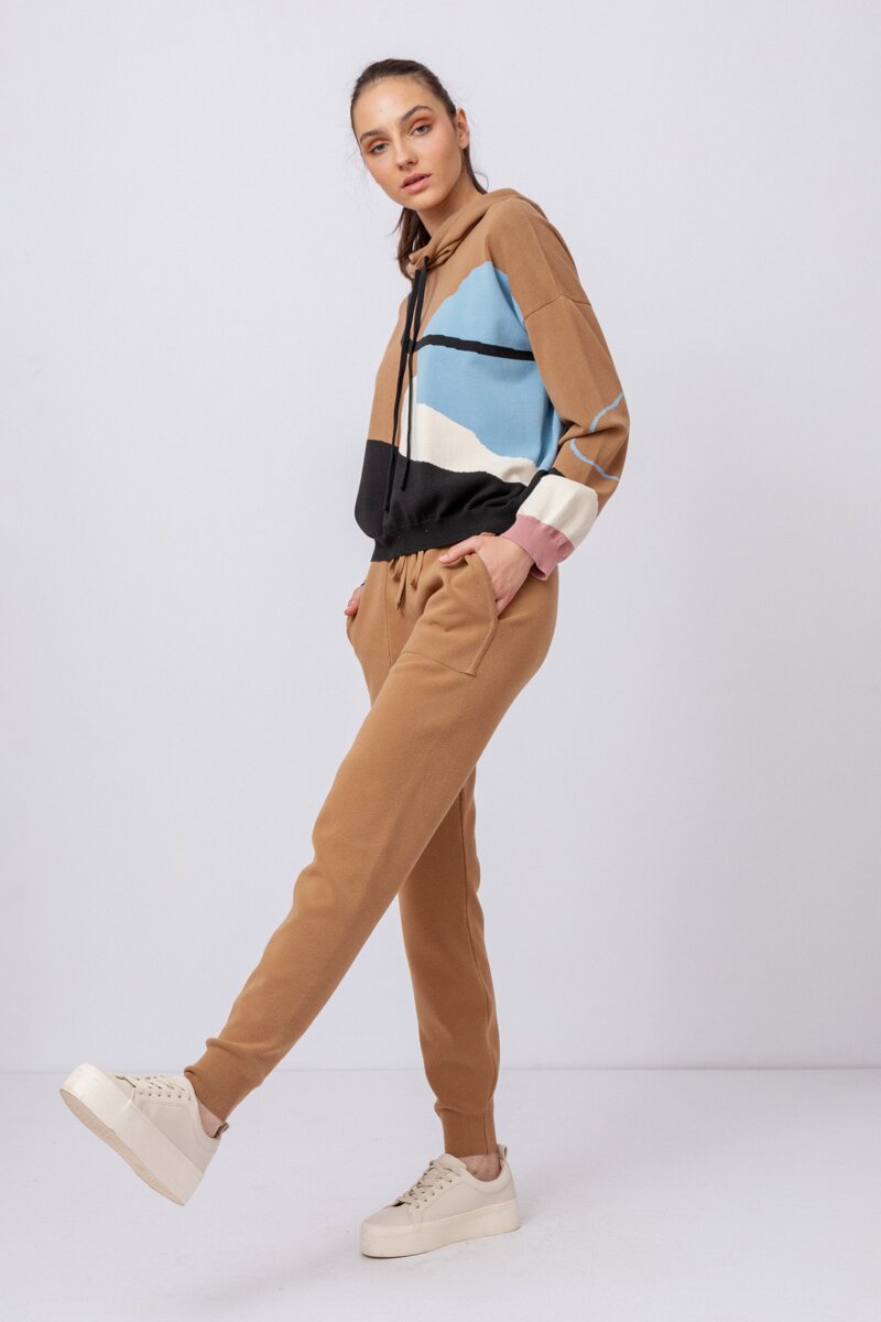 Intarsia Pullover with Hoody