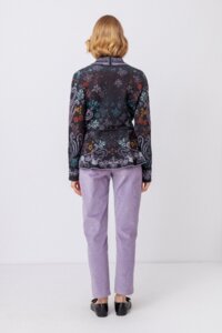 Schalkragen-Jacke mit floralem Grasset-Muster