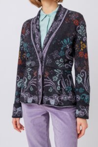 Schalkragen-Jacke mit floralem Grasset-Muster