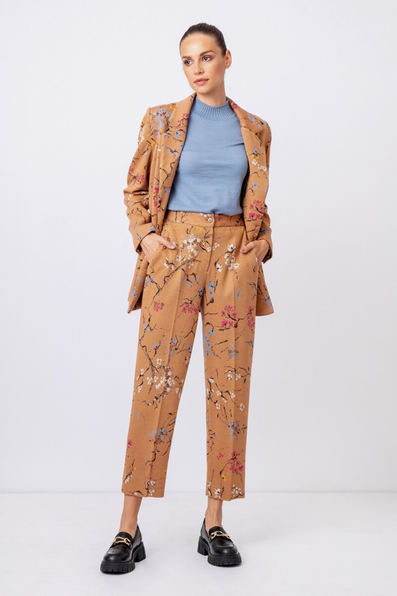 Jacquard Pants, Cherry Blossom Pattern