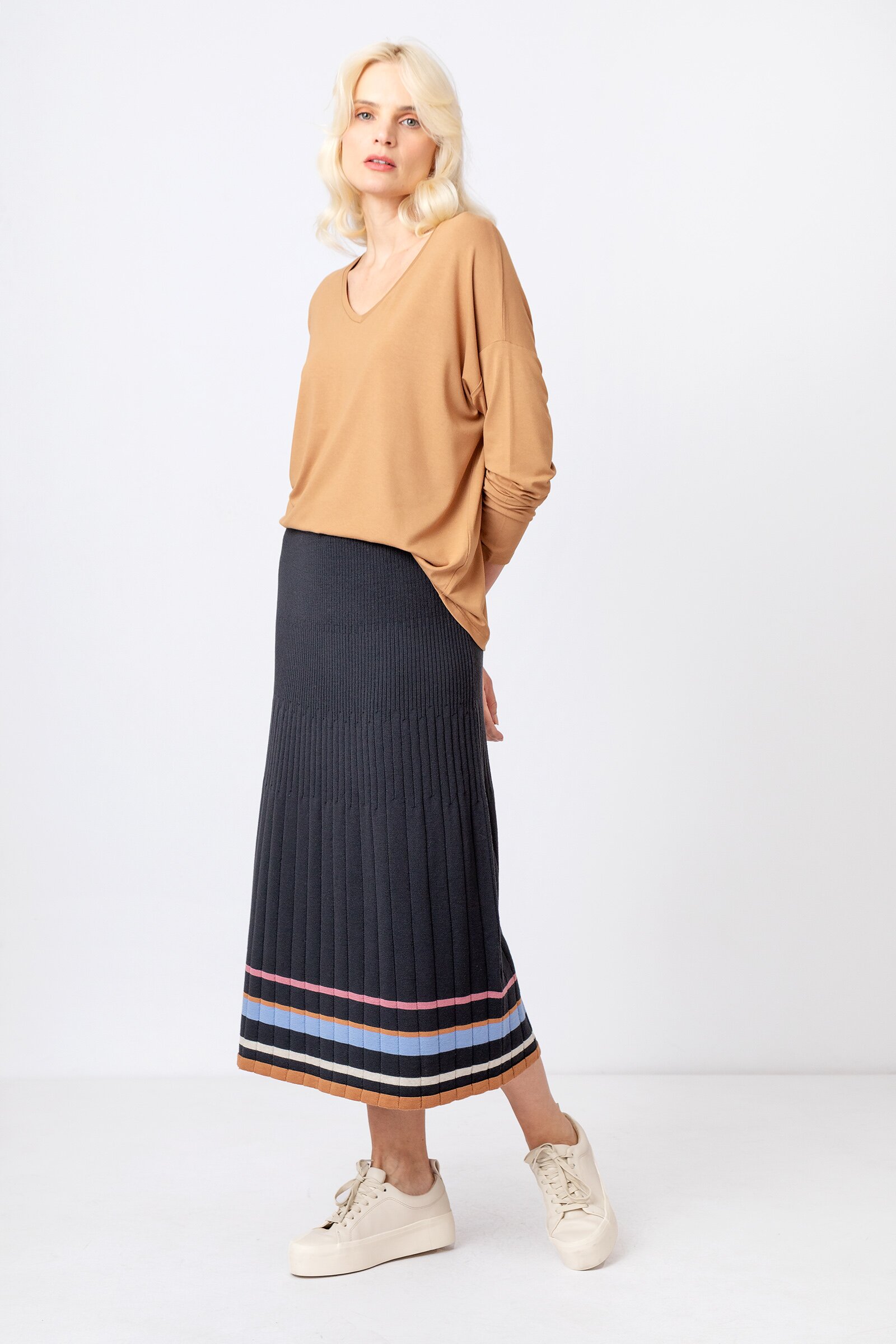 Long Skirt with Ribs - Skirts | Ivko Woman