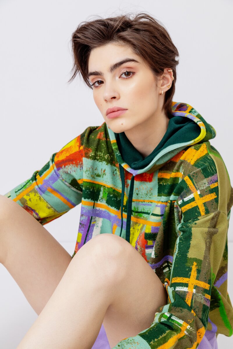 Printed Pullover, Tartan Motif