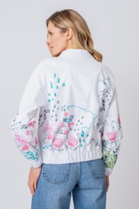 Bomber Jacket with Floral Embroidery