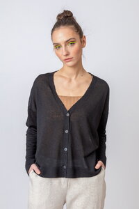 Solid Cardigan, V Neck