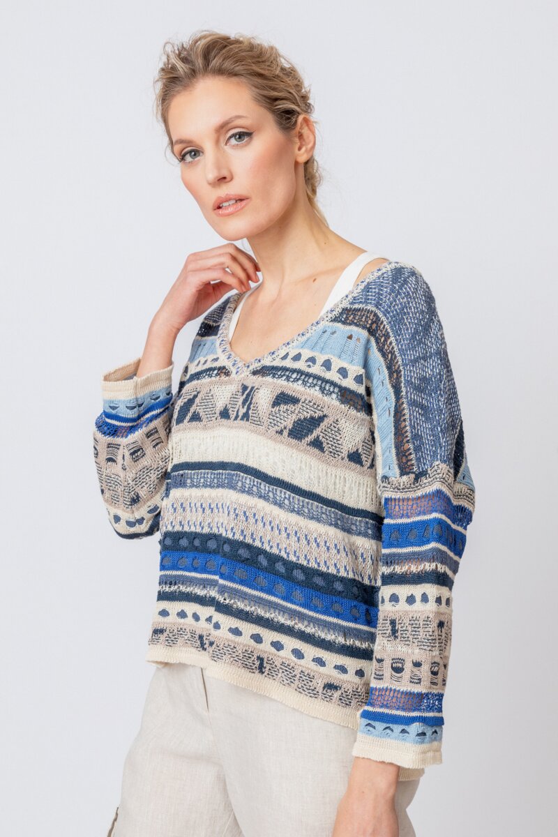 V Neck Pullover, Nomad Pattern