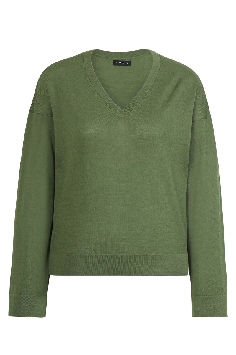 Solid V-Neck Pullover