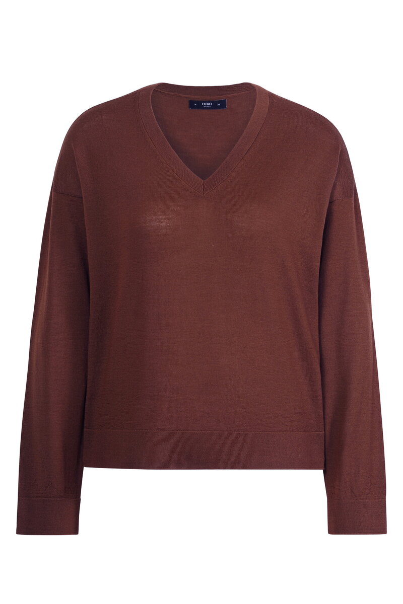 Solid V- Neck Pullover