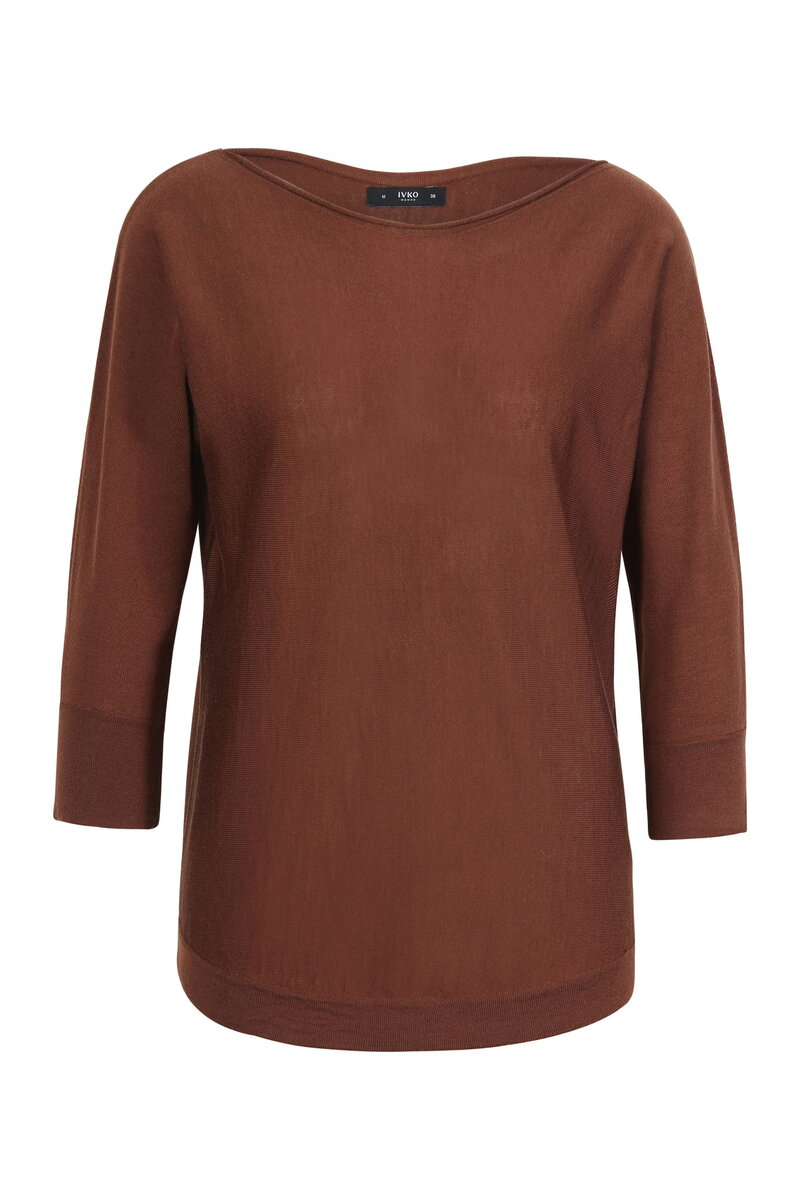 Solid  Pullover, Boat-Neck