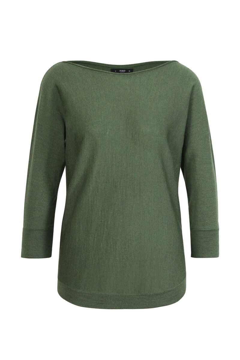Solid  Pullover, Boat-Neck