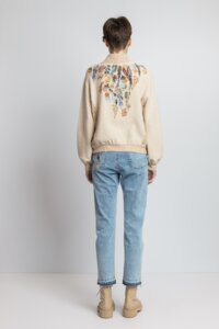 Roll Neck Jacket with Embroidery