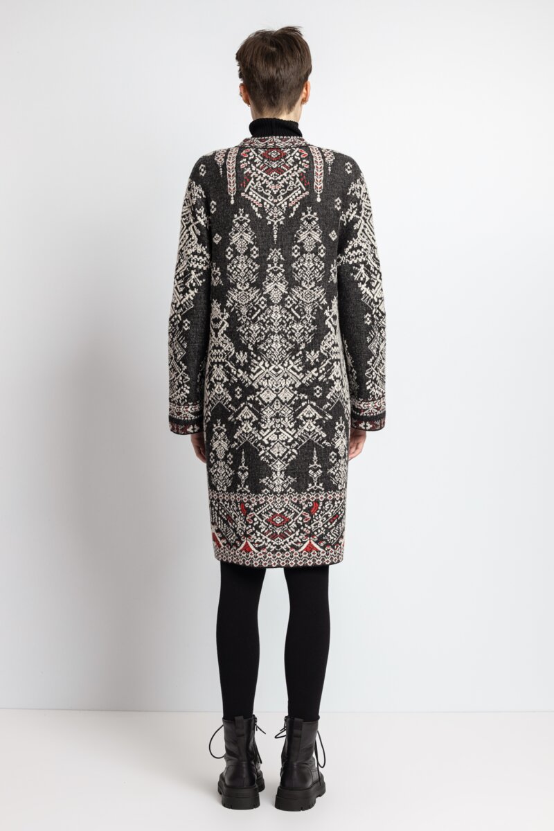 Jacquard Coat, Root Pattern - Outerwear - Ivko Woman