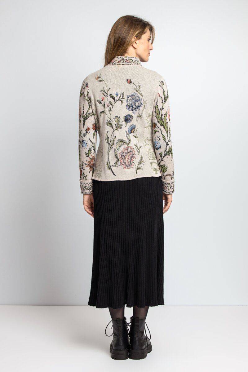 Jacquard Jacket with Embroidery - Knitted Jackets - Ivko Woman