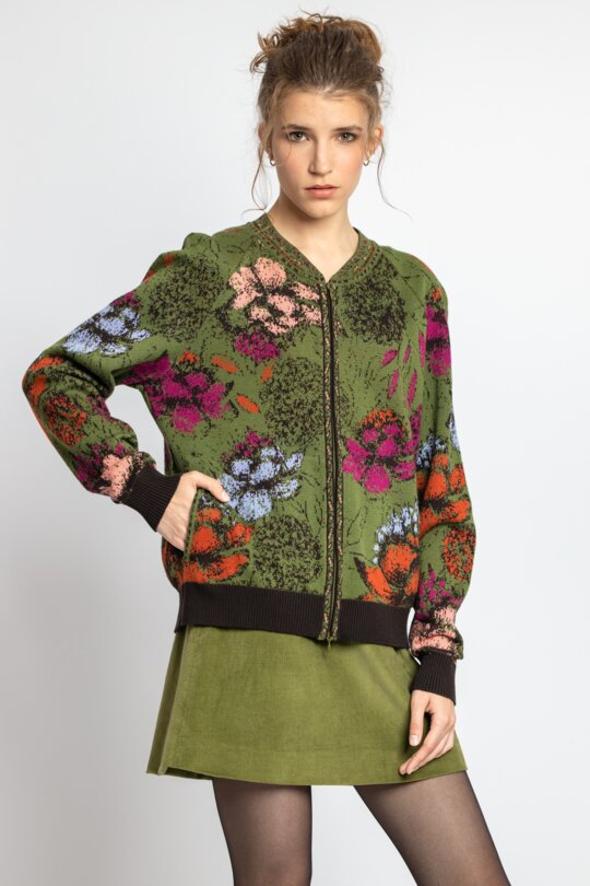 Green floral shop bomber jacket