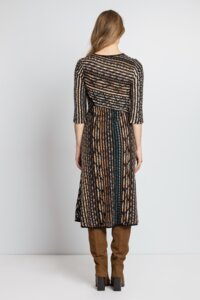 Asymmetric Dress, Geometric Pattern - Black - Dresses - Ivko Woman