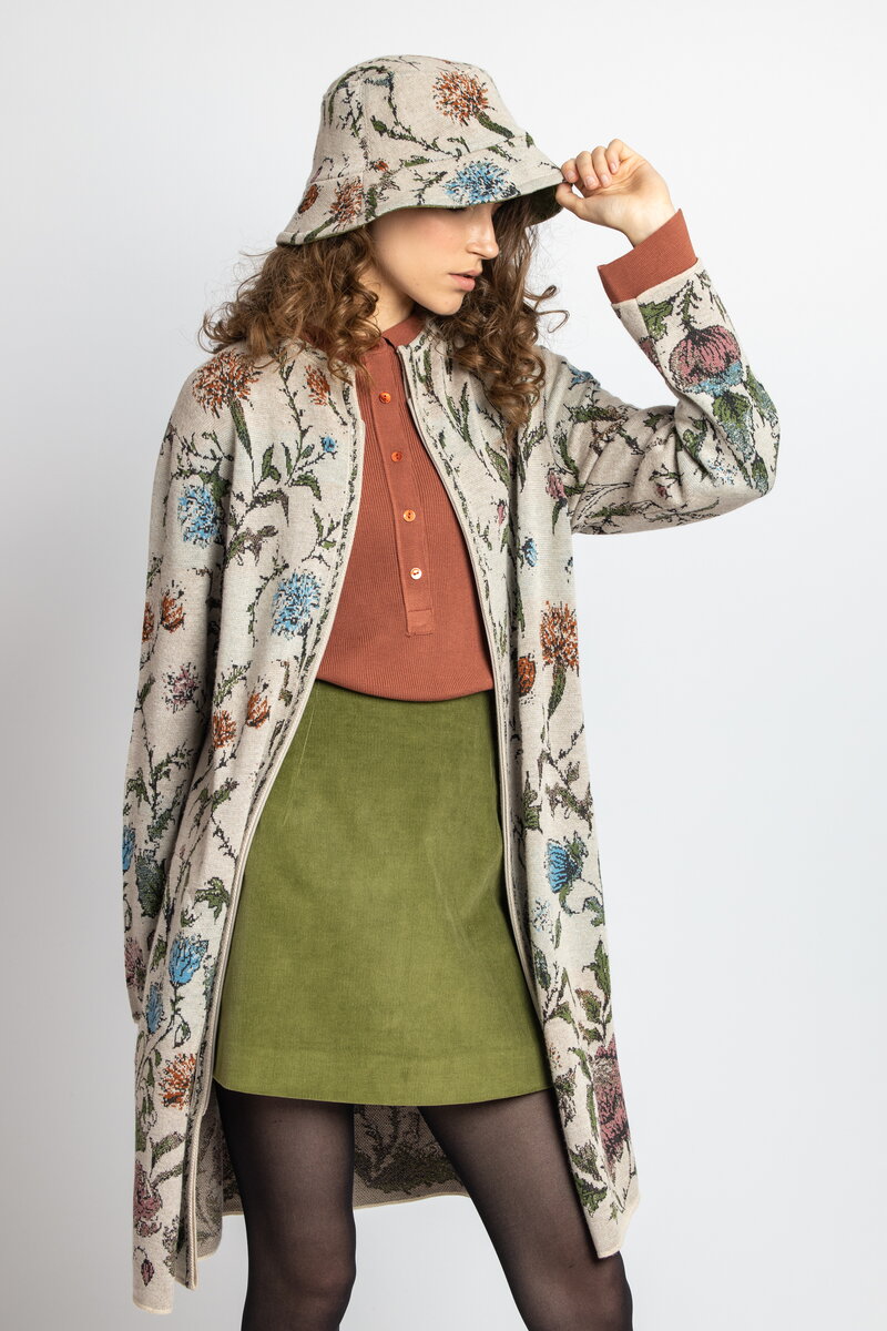 Bucket Hat, Floral Pattern - Off-White - Caps - Ivko Woman