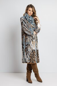 Jacquard Coat, Brocade Pattern - Outerwear - Ivko Woman