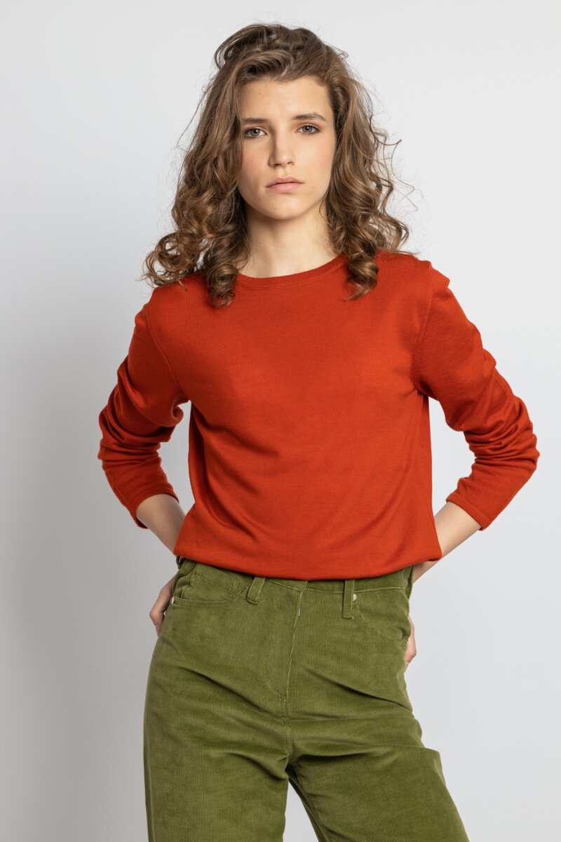 Solid  Pullover, O-Neck