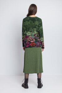 Jacquard Pullover, Floral Pattern - Forest - Pullovers - Ivko Woman
