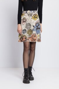 Jacquard Skirt, Floral Pattern - Skirts - Ivko Woman