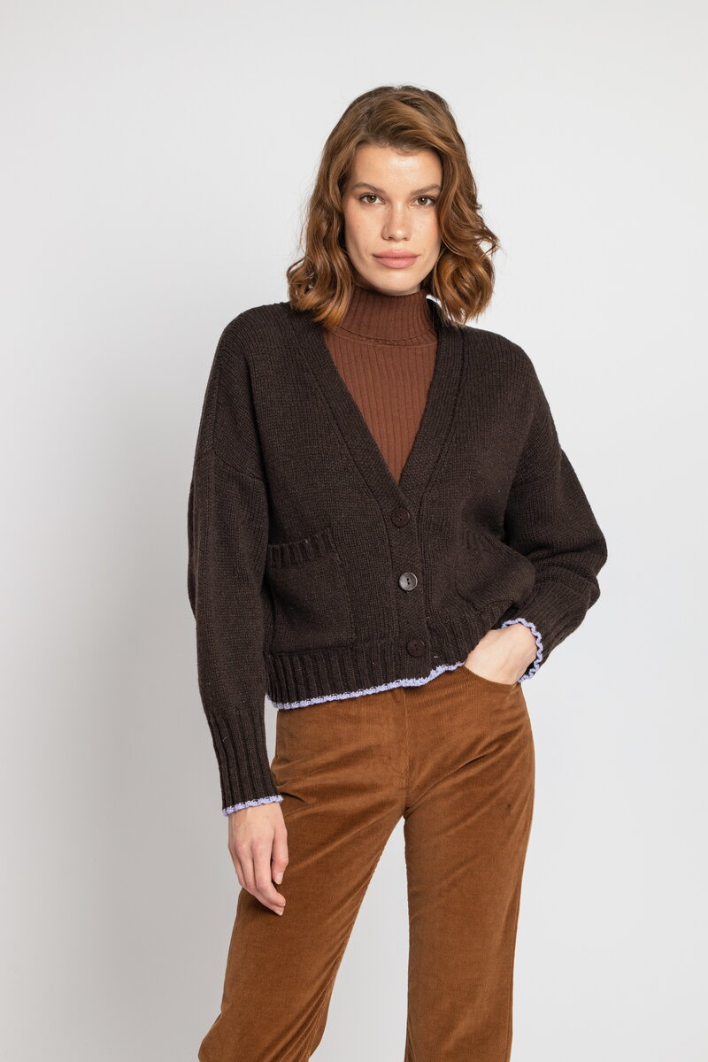 Solid V- Neck Cardigan