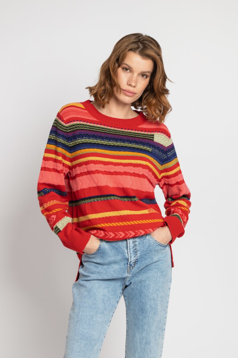 Stripped Pullover, Intarsia Pattern