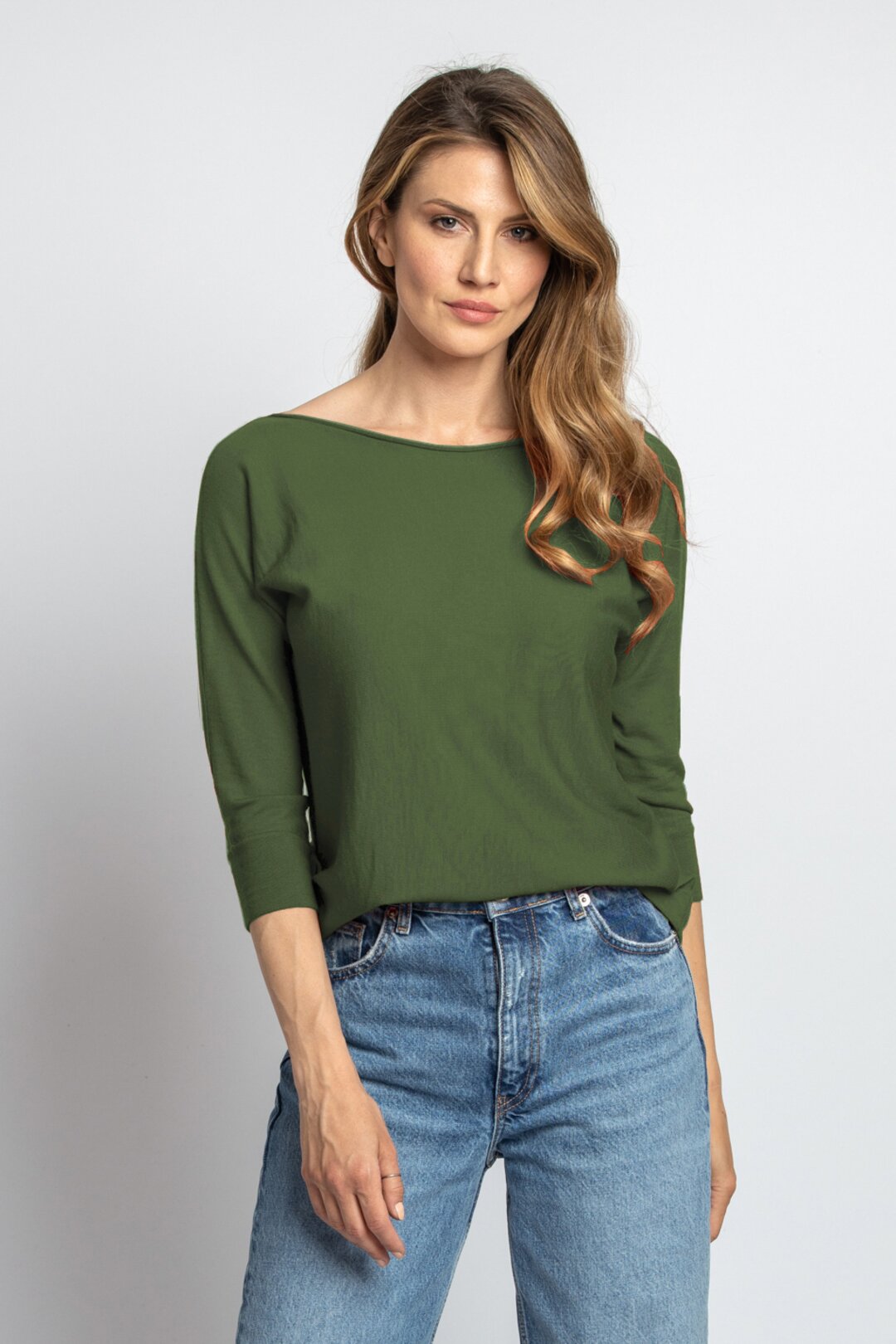 Solid  Pullover, Boat-Neck