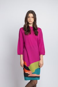 Dress  3/4 Sleeve, Color Blocking
