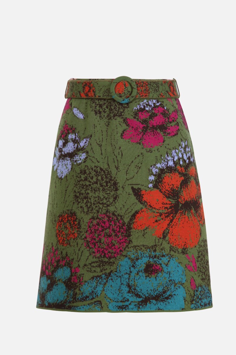 Jacquard Skirt, Floral Pattern