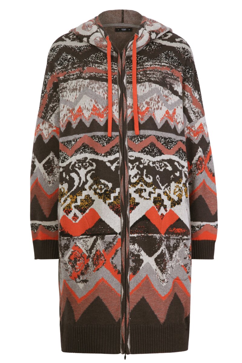  YUANBOO Jacquard Hoodie Fleece Cardigan Hooded Coat