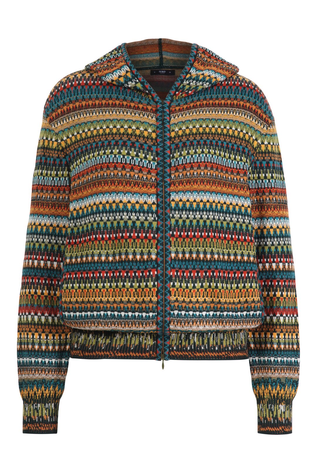 Jacquard Jacket with Hoody, Stripe Pattern