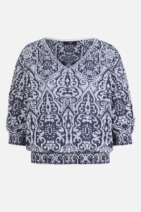 Jacquard V Neck Pullover, Filigree Pattern