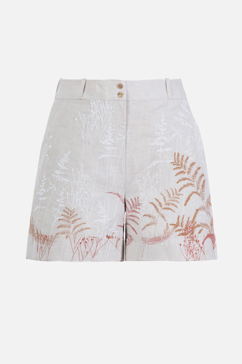 Embroidered Bermuda Shorts, Shadow Motif