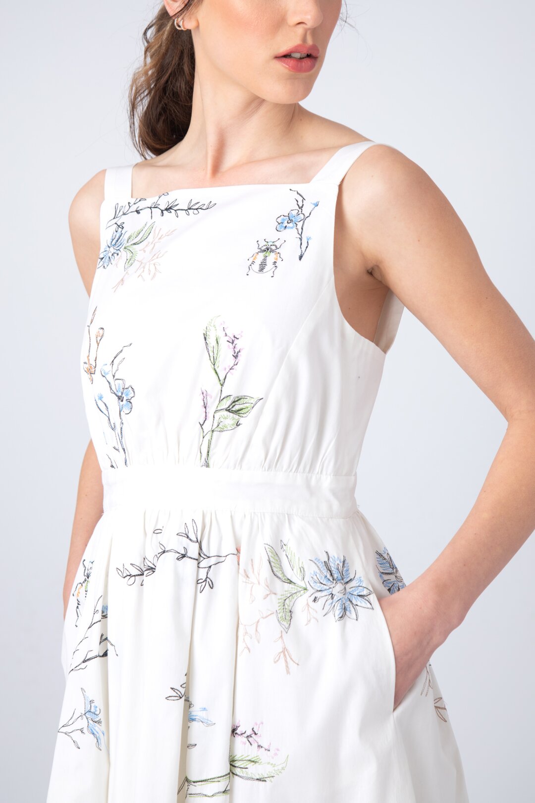 Embroidered Dress, Herbarium Motif