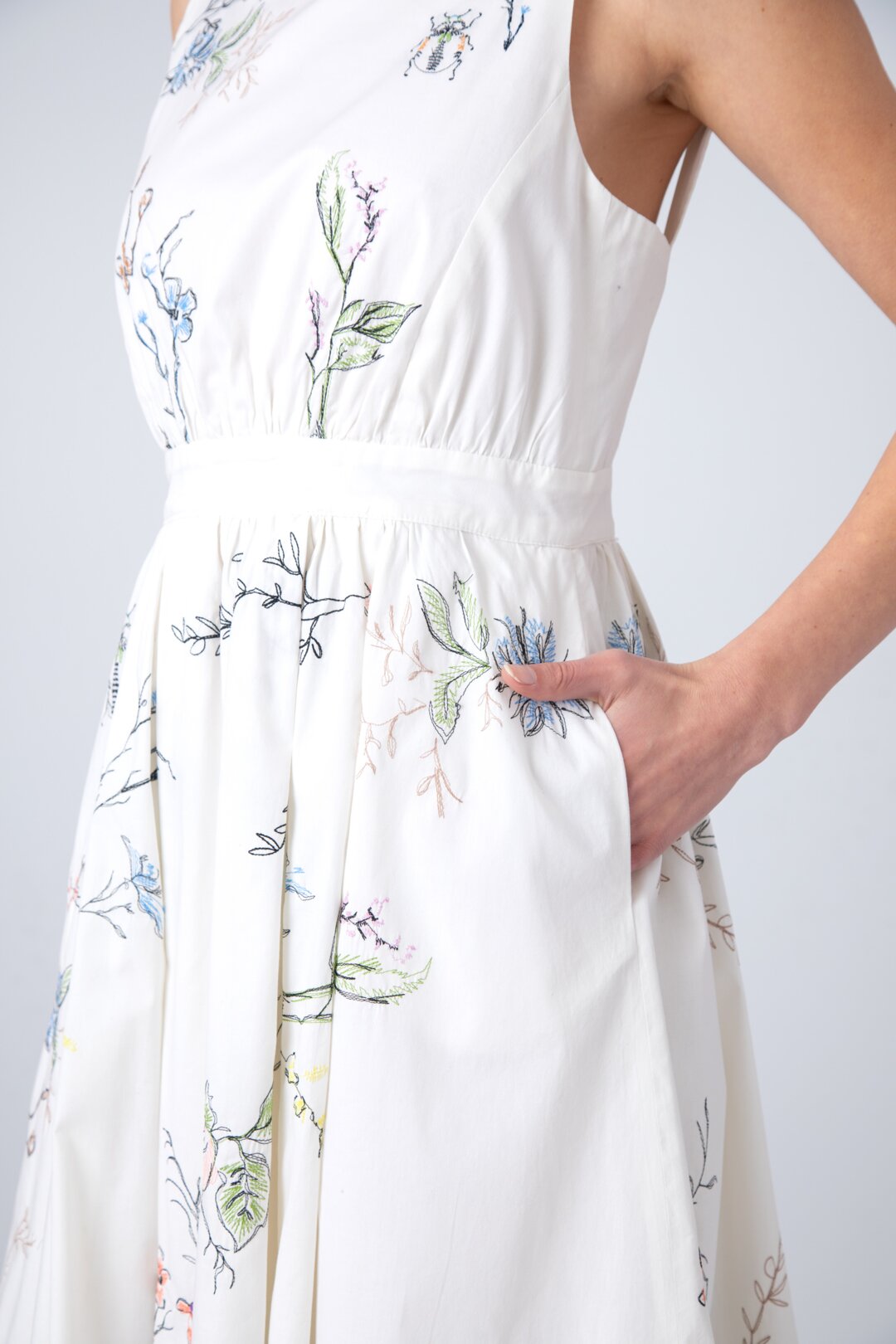 Embroidered Dress, Herbarium Motif