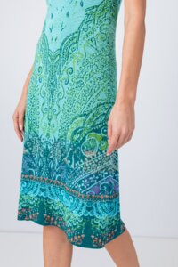 Jacquard Dress, Sleeveless, Filigree Pattern - Sky - Dresses - Ivko Woman