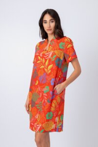 Kleid aus Viskose, Seepflanzen-Motiv