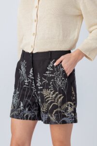 Embroidered Bermuda Shorts, Shadow Motif