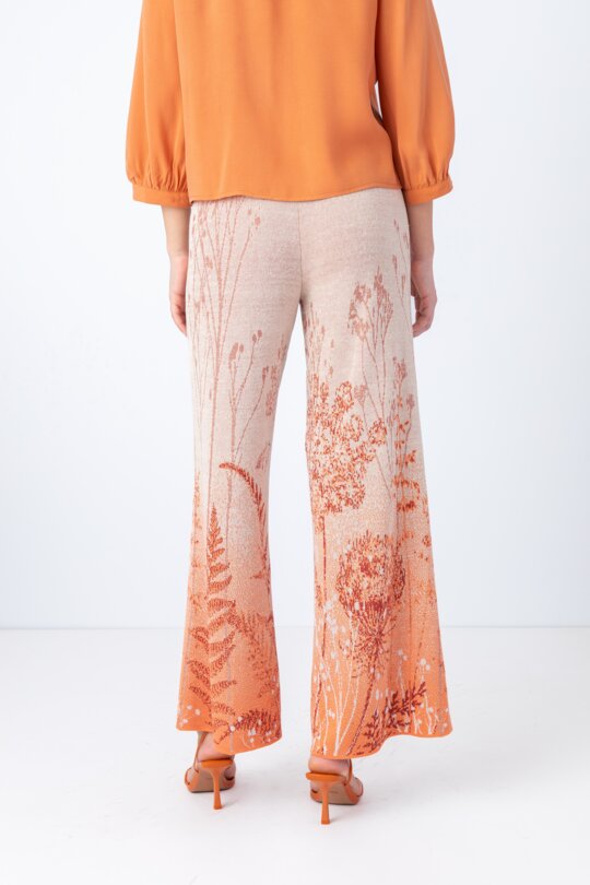 Jacquard Brocade Pants, Shadow Pattern - WhiteCoffee - Pants - Ivko Woman