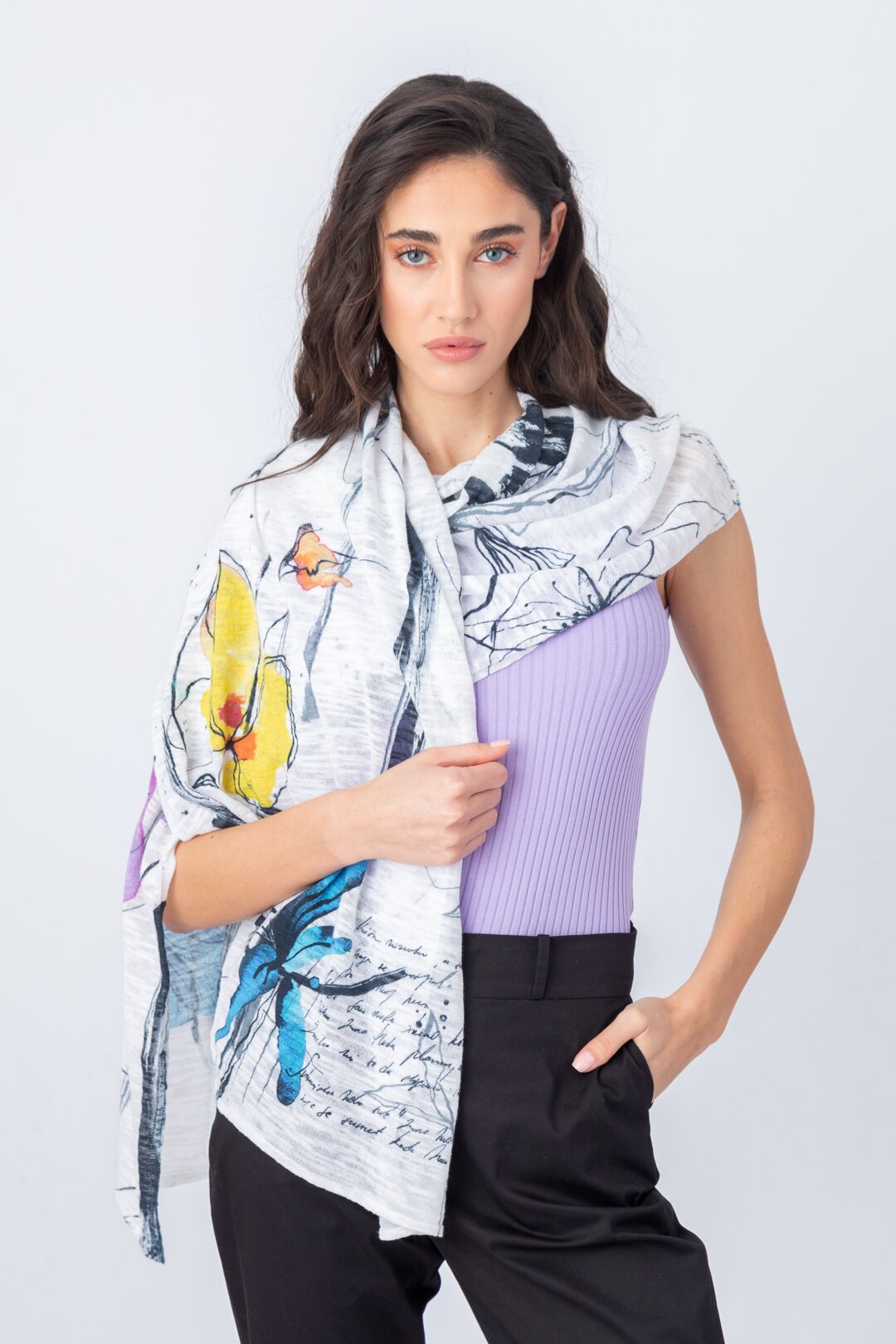 Printed Scarf, Letter Motif