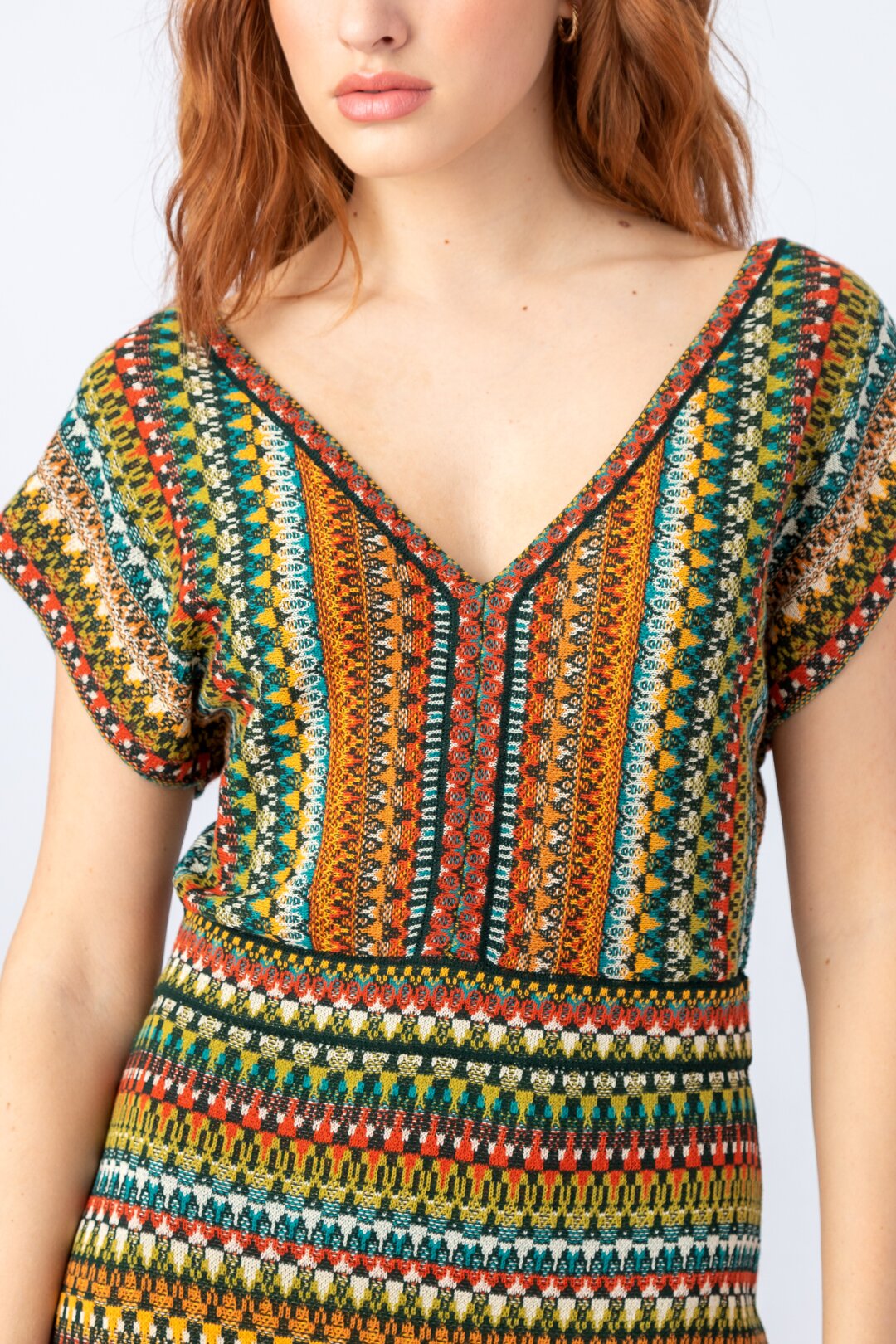 Jacquard Dress, Sleeveless, Stripe Pattern