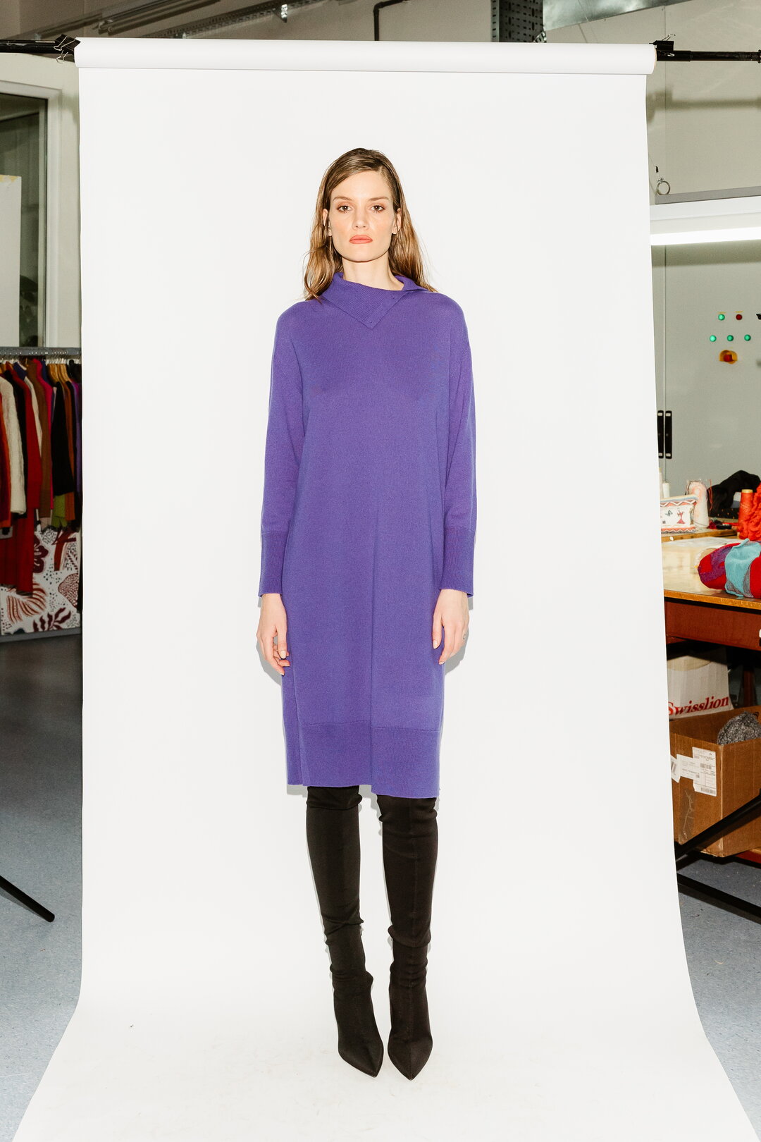 Unifarbenes Kleid, Turtleneck