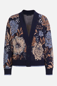 Jacke mit V-Ausschnitt, Ornamentale Blume