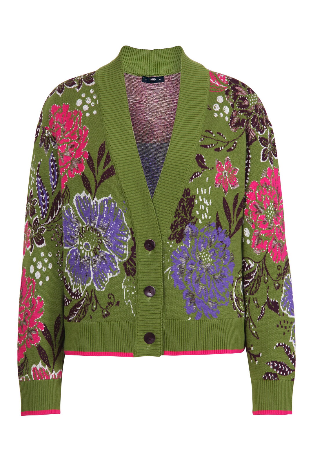 Jacke mit V-Ausschnitt, Ornamentale Blume