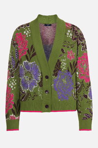 Jacke mit V-Ausschnitt, Ornamentale Blume