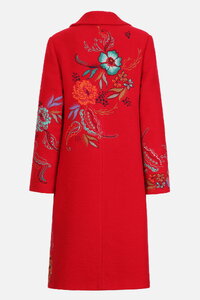 Boiled Wool Coat with Embroidery