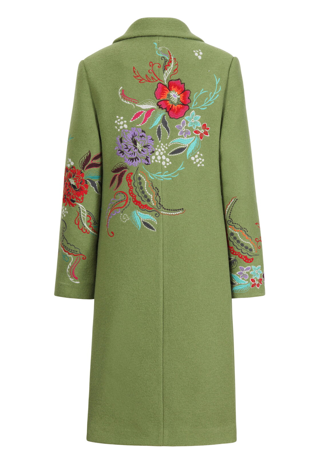 Boiled Wool Coat with Embroidery